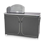 CAMPART Travel KI-0726 Cocina de Camping Almeria XXL, con Paravientos, Bolsa de Almacenamiento incluida, 2 Puertas, Unisex Adulto, Gris