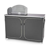 CAMPART Travel KI-0726 Cocina de Camping Almeria XXL, con Paravientos, Bolsa de Almacenamiento incluida, 2 Puertas, Unisex Adulto, Gris