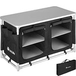 TecTake 800747 Cocina de Camping, Aluminio, Plegable para Exteriores, Patas Ajustables, Compartimentos, Negro, Incl. Bolsa de Transporte - Varios Modelos (Tipo 4 | No. 403347)