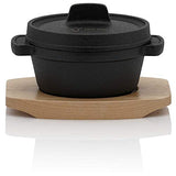 BBQ-Toro Mini Dutch Oven con Base de Madera | Ø 11 cm | Horno Holandés | Quemado