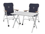 CAMPART TRAVEL Camping Set - Mesa de Camping Plegable de Aluminio, Altura Regulable, con Dos sillas Plegables, fácil y fácil de Guardar.