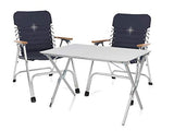CAMPART TRAVEL Camping Set - Mesa de Camping Plegable de Aluminio, Altura Regulable, con Dos sillas Plegables, fácil y fácil de Guardar.