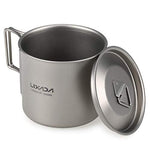 Taza de Titanio Ultraligera con Vajilla Plegable para Cena Acampar y Senderismo 300 ml/350 ml/550 ml/650 ml