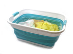 SAMMART Cesta de lavandería de plástico Plegable - Contenedor/Organizador Plegable de Almacenamiento portátil - Tina de Lavado portátil - Cesta/Cesta de Ahorro de Espacio (Azul Brillante)
