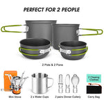 Odoland 16 Piezas Juego de Utensilios de Cocina para Camping Incl. 2 x Ollas Camping, 2 x Sartén de Aluminio, Estufa de Camping y 2X Taza de Acero Inoxidable - Kit de Camping