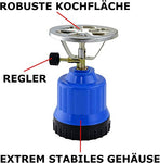 TronicXL Hornillo de cocina gas de camping de 1 foco, quemador de aluminio + 8 botellas de gas butano