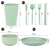 Czemo Vajilla de camping 4 Personas, Juego de Platos Camping Platos y Cubiertos Kit de Camping con Platos, Cuencos, Tazas, Tenedores, Cucharas para Picnic Senderismo Trekking