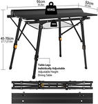 Nestling® 91 x 52cm Mesa para Acampada, Mesa Plegable De Aluminio, Altura Regulable,Al Aire Libre, Picnic/Barbacoa + (HombroPack) Negro
