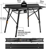 Nestling® 91 x 52cm Mesa para Acampada, Mesa Plegable De Aluminio, Altura Regulable,Al Aire Libre, Picnic/Barbacoa + (HombroPack) Negro
