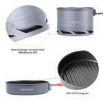 Fire-Maple Kit de Utensilios de Cocina Compactos para Camping con Diseño Anidado Incluye Una Olla, Un Hervidor y Una Sartén Antiadherente, Ideal Para Pescar, Hacer Picnics y Acampar