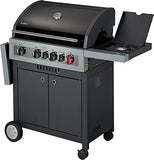 Enders Boston Black 4 IK Turbo barbacoa gas - Barbacoa de gas con infrarojos, Heat Range, cocina integrada y almacenaje para bombona gas - Barbacoa gas exterior con 4 Quemadores #8863633