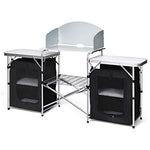 COSTWAY Mesa de Camping Plegable con Organizado Cocina de Camping Armario de Tela y Marco de Aluminio para Fiesta Picnic Exterior