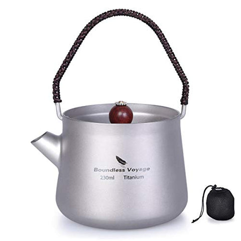 Boundless Voyage Hervidor de Titanio con Filtro Agua para Acampar Tetera de Titanio Juego de cafetera Cafetera Hervidor de Agua para Senderismo Uso Diario Ti15101B