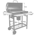 BBQ-Toro Carro de Barbacoa de Carbón Premium | Ø 42 x 80 cm | Ahumador Móvil | Parrilla de Barbacoa con Tapa | Con Mesas Laterales de Madera