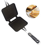TXYFYP Doble Parrilla, Antiadherente Conectar Sartenes Nuevo Camping Sandwich Tostadora Parrilla para para Hogar Cooks Tostadas, Desayuno Interior y Exterior - Negro, 34.5x15x3 cm