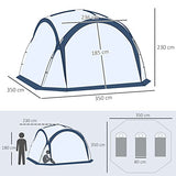 Outsunny Tienda de Campaña para 6-8 Personas con 4 Mosquiteros 2 Paneles de Tela Oxford y Bolsa de Transporte para Camping Senderismo Viajes 350x350x230 cm Blanco y Azul