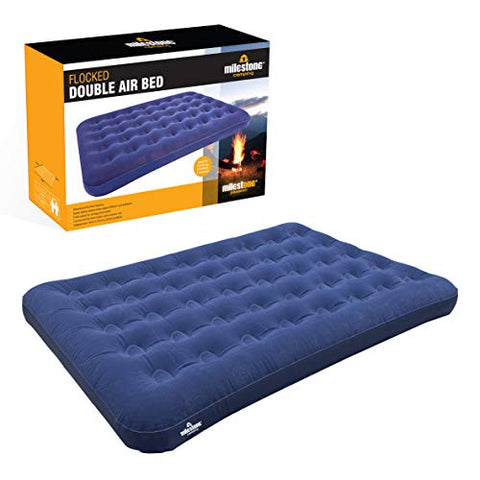 Colchón de Aire Doble Flocado Milestone Camping - Azul