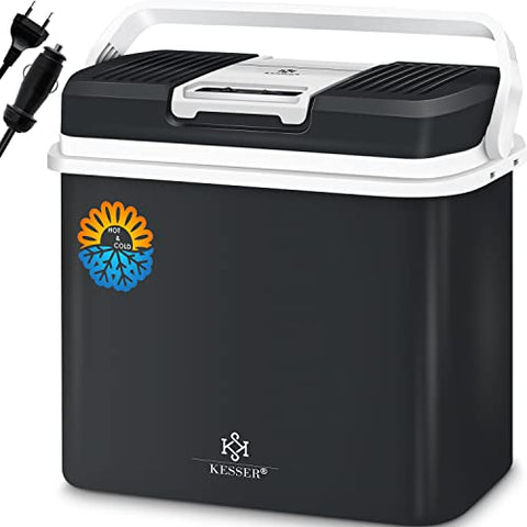 KESSER® Nevera eléctrica portátil de 24 litros | FRIGORÍFICO Y CALORÍFICO | Enfriador termoeléctrico de 12 y 230 voltios | Minifrigorífico | para el Coche y el Camping