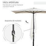 Outsunny Sombrilla Semicircular 230x130x245 cm Parasol para Pared de Jardín con Manivela y Mástil de Metal de Ø38 mm Terraza Balcón Crema