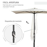 Outsunny Sombrilla Semicircular 230x130x245 cm Parasol para Pared de Jardín con Manivela y Mástil de Metal de Ø38 mm Terraza Balcón Crema