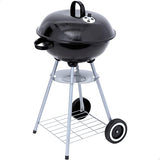 Aktive 52971 - Barbacoa carbón portátil redonda Ø46x89 cm, Con tapa y rejilla de ventilación, Doble parrilla con rejilla de ventilación, 2 ruedas incorporadas para fácil transporte
