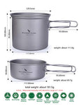 Boundless Titanium Pot Bowl con empuñadura Plegable Juego de vajilla de Cocina de Picnic para Acampar al Aire Libre