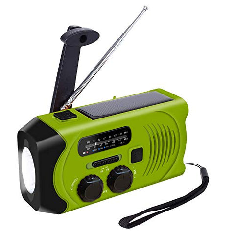 Radio de Emergencia Portátil Manivela FM Am, Generacion Solar Portátil Multifunción Al Aire Libre Novedad Radio con 2000mAh Batería/Alarma SOS/LED Linterna
