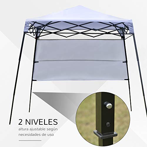 Outsunny Carpa Plegable 2,2x2,2x2m con Lateral Altura Ajustable Protección  UV 50+ de Acero y Tela Oxford con Bolsa de Transporte Blanco