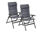 Napoli XL - Silla de camping (reclinable en 7 posiciones, 2 unidades), color gris oscuro
