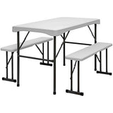 Juego de Mesa y Bancos para 4 Personas de Amanka, 112 x 61 cm, de plástico, Color Blanco