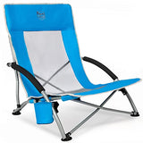 TIMBER RIDGE Silla Plegable de Playa Portátil Bajo Silla de Camping Aluminio Espalda Alta en Malla Ultraligero con Bolsa de Transporte Azul