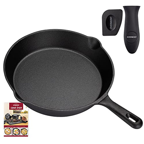 Overmont Pre-sazonado Sartén de Hierro Fundido, diámetro 24 cm