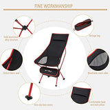 WOLTU Silla de Camping Silla Plegable Ultraligera y Portátil con Bolsa de Transporte, Silla para Acampar Fácil Transporte, para Playa,Pesca y Acampada Soporta hasta 140 KG Rojo + Negro CPS8133rt
