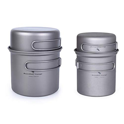 Boundless Voyage Juego de ollas ligeras para acampar con olla, kit de utensilios de cocina para senderismo, senderismo, picnic, pesca, montañismo Ti1502C