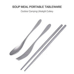 Boundless Voyage 3 unids titanio Tenedor cuchara palillos para acampar viaje casa con bolsa de transporte cubiertos al aire libre Utensilios de cocina Ti1071T