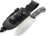JEO-TEC Nº39 - Nuevo CELTIBERO - Cuchillo Supervivencia Caza Monte bushcraft Camping Outdoor Campo - Funda de Piel con pedernal y Piedra afilar incluidos - Acero MOVA 58 - Fabricado en España