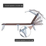 Outsunny Tumbona Hamaca Plegable con Parasol Inclinable Playa Piscina 187x58x27 cm Acero Marrón