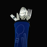 ZKSM Cubiertos para Camping, Set de Cubiertos para Acampar de Acero Inoxidable con Estuche de Neopreno, Juegos de Cubiertos Ideales para Acampar, Picnic, Festivales y Viajes（5pcs）