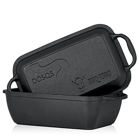 BBQ-Toro Molde para Pan | 2 en 1 - Olla + Sartén Rectangular de Hierro Fundido para Horno | 4,5 litros