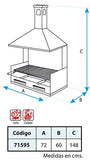 IMEX EL ZORRO 71595 - Cajón Barbacoa Especial Paellera c/Chimenea y Parrilla INOX. 72x60x148 cms.