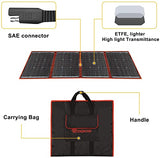 Kit Placa Solar Plegable 160W Monocristalino Portátil, Plegable, Imermeable, ideal para la energía solar al aire libre, embarcaciones, camping, caravanas o autocaravanas. para batería de 12V