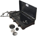 SMILE KN-03/1KB - Cocina de Gas Portátil para Camping, Hornillo Portátil, 3 Quemadores Ajustables, Tapa Desmontable, Negro