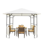 Outsunny Carpa 3x3x2.6m Cenador Jardin Marco de Acero y 4 Paraviento Lateral Color Crema