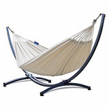 Potenza Hamaca con Soporte Incluido en Jardin, de Tela Multicolor, para 2 Personas Doble I Grande Soporte Capacidad de 220 Kg I Hamaca 220x160 cm (Crudo, Básico Soporte Grafito)