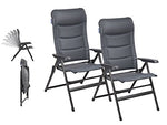Napoli XL - Silla de camping (reclinable en 7 posiciones, 2 unidades), color gris oscuro