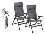 Napoli XL - Silla de camping (reclinable en 7 posiciones, 2 unidades), color gris oscuro