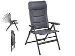CAMPART TRAVEL Juego de camping para 2 personas, mesa plegable de 110 x 70 cm con placa de aluminio y 2 sillas plegables en color gris