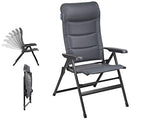 CAMPART TRAVEL Juego de camping para 2 personas, mesa plegable de 110 x 70 cm con placa de aluminio y 2 sillas plegables en color gris