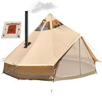 UNISTRENGH Tienda De Campana De Lona De Algodón Impermeable 4 Estaciones con Agujero De Estufa Y Ventanas De Techo Para 6-8 Personas, Camping, Caza, beige, L