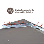 Outsunny Carpa Jardín o Terraza Color Café de 3x3m Cenador con Mosquitera Pabellón Gazebo con Techo con Ventilación